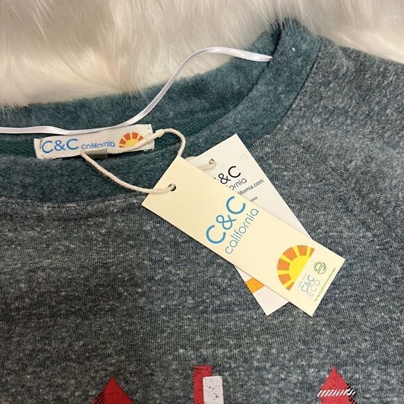 C & C California Green Long Sleeve Christmas FA LA LA Sweatshirt S NWT C19 - Picture 4 of 5